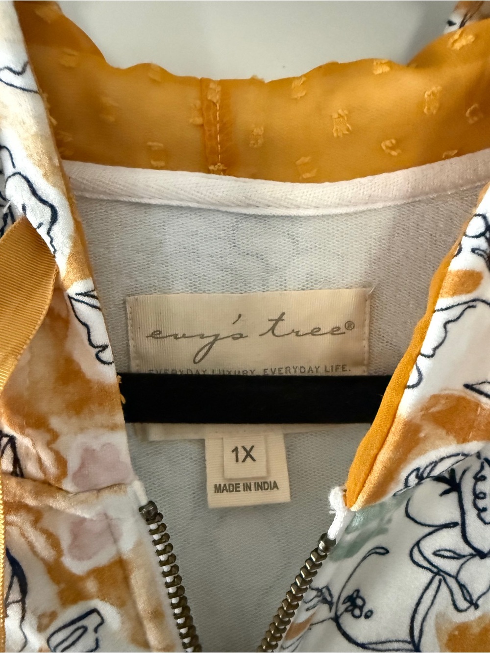 evy's tree Mustard Yellow Floral Zip Hoodie - Picture 3 of 3